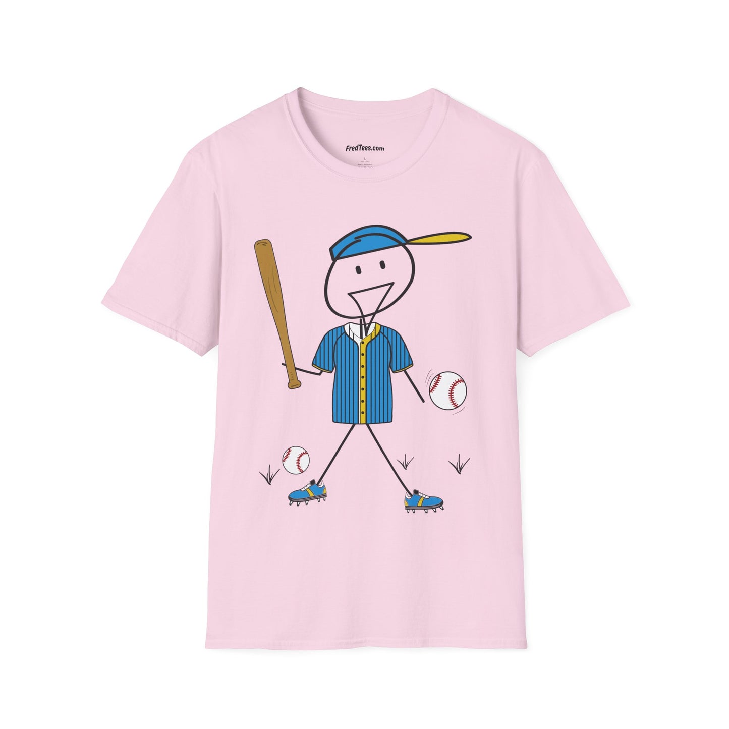 FRED is ready to PLAY BALL! His forever motto - HAVE FUN, PLAY HARD, DON’T QUIT! Aqua & Yellow Pinstripe