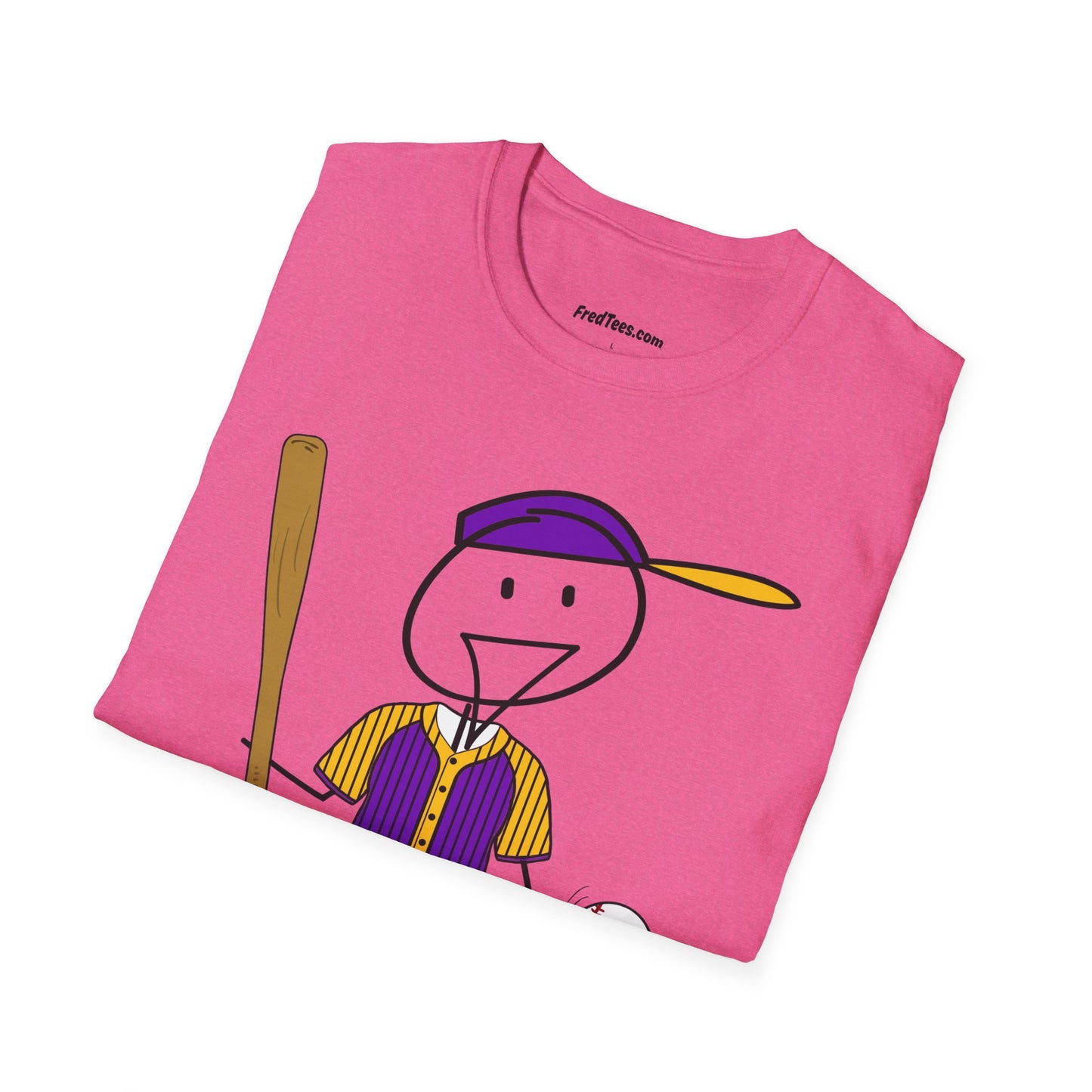 FRED is ready to PLAY BALL! His forever motto - HAVE FUN, PLAY HARD, DON’T QUIT! Purple & Yellow Pinstripe