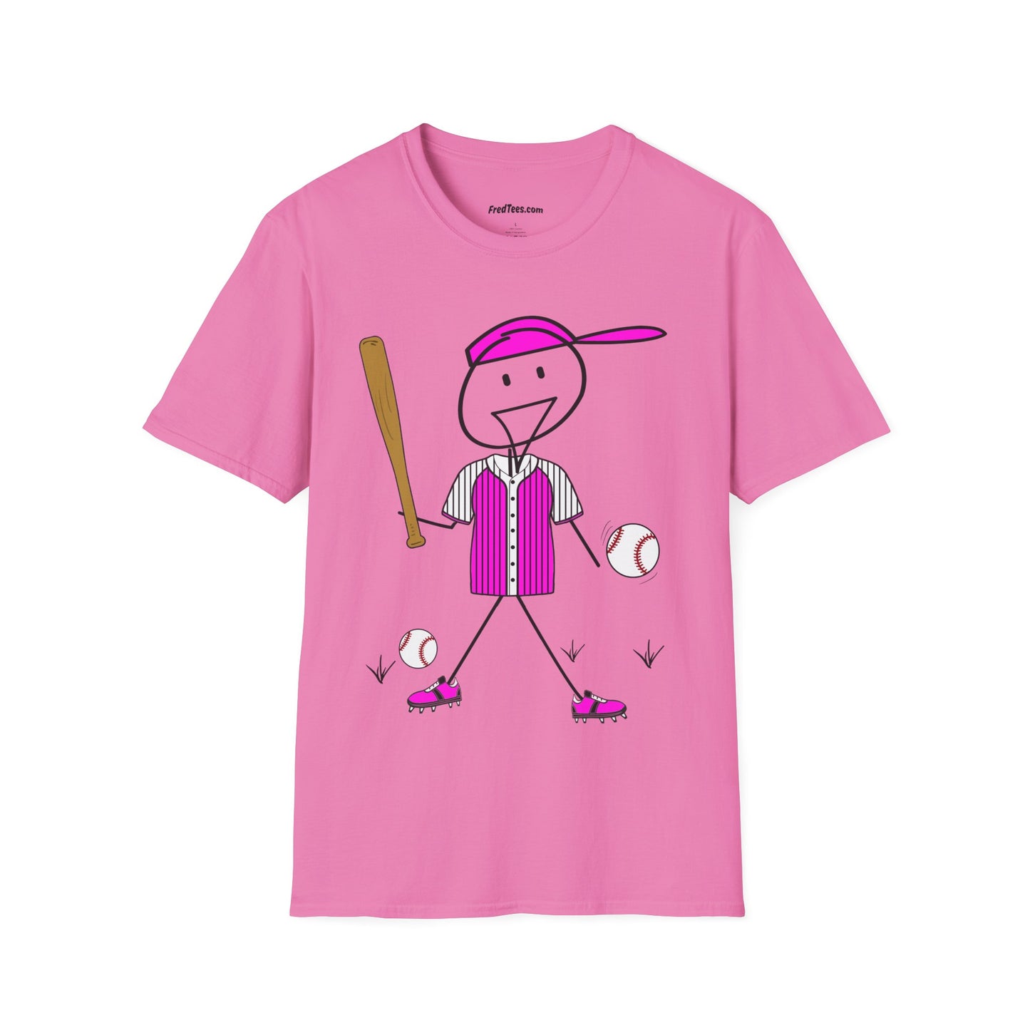 FRED is ready to PLAY BALL! His forever motto - HAVE FUN, PLAY HARD, DON’T QUIT! Hot Pink Pinstripe