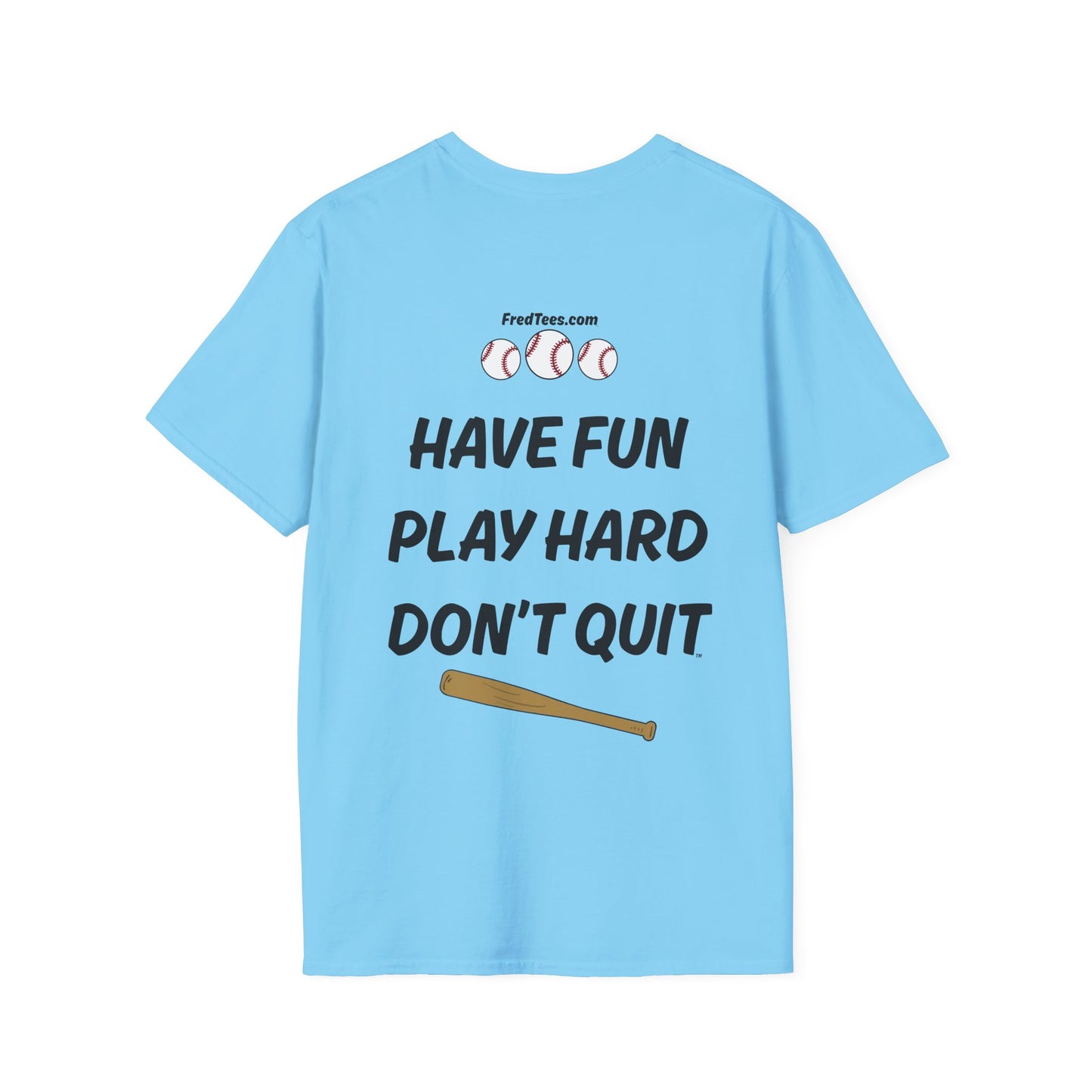 FRED is ready to PLAY BALL! His forever motto - HAVE FUN, PLAY HARD, DON’T QUIT! Aqua & Yellow Pinstripe