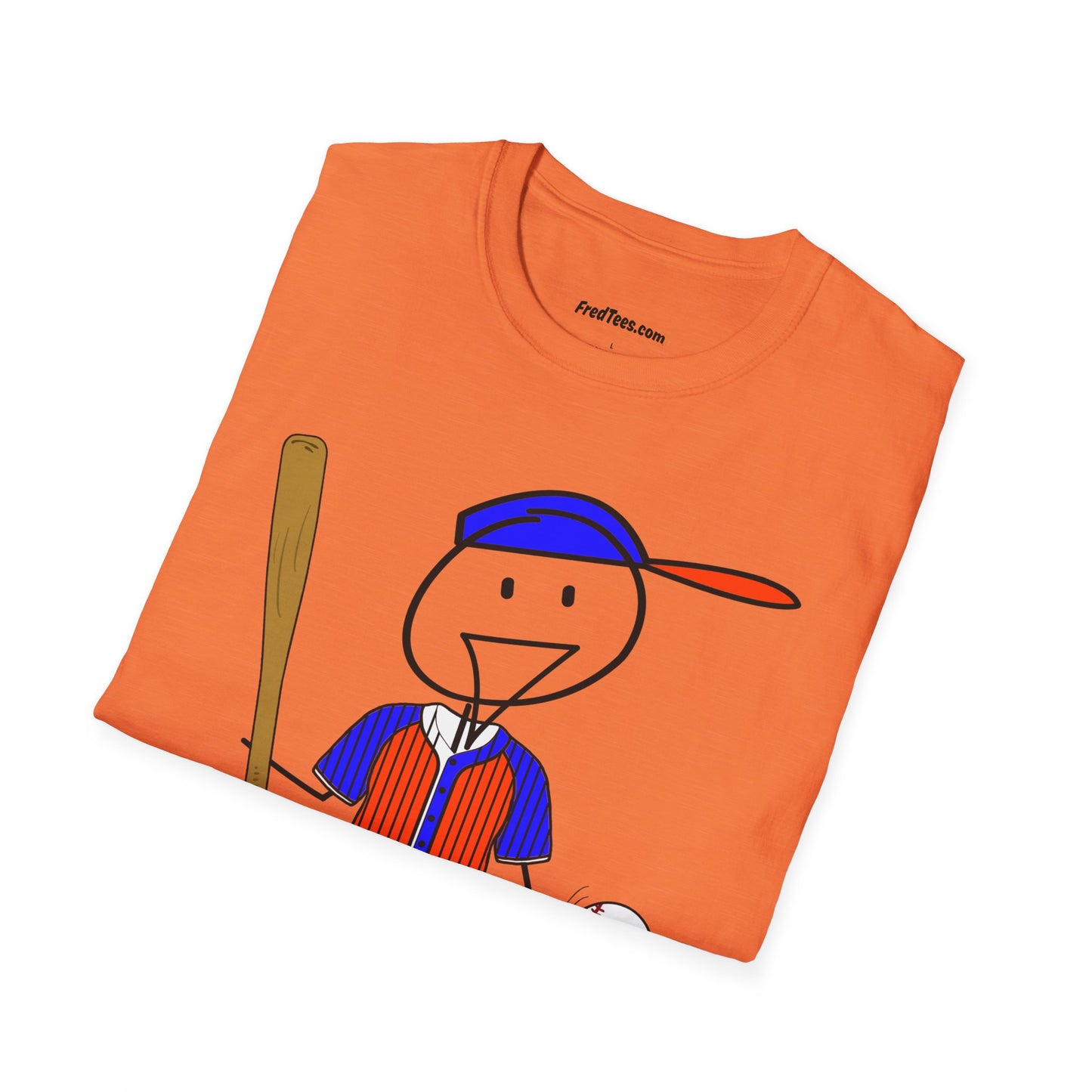 FRED is ready to PLAY BALL! His forever motto - HAVE FUN, PLAY HARD, DON’T QUIT! Orange & Royal Pinstripe