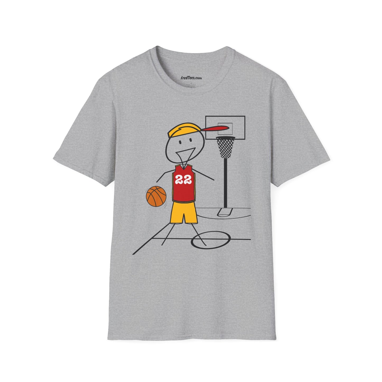 FRED is ready for the court! His forever motto - HAVE FUN, PLAY HARD, DON’T QUIT! Red & Yellow