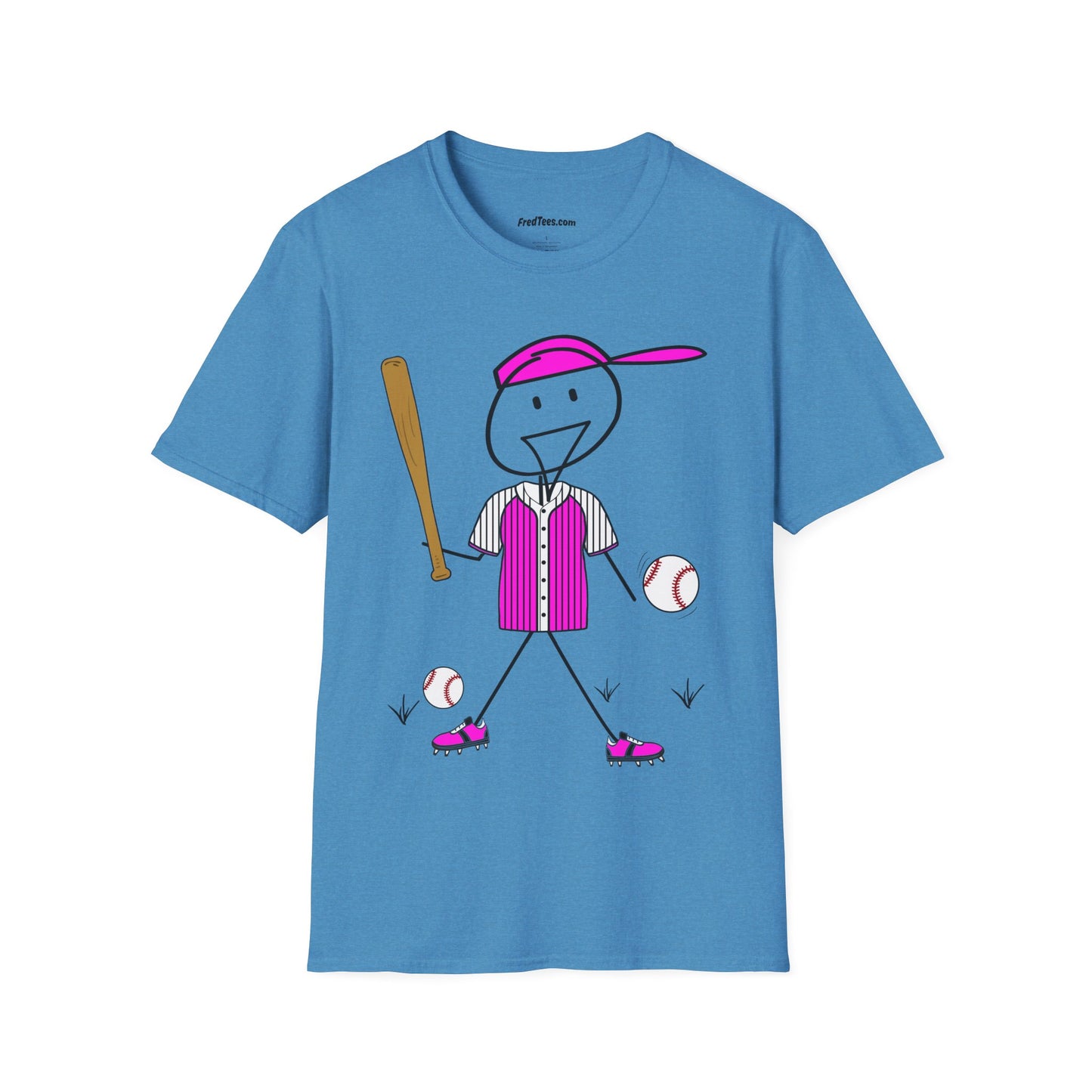 FRED is ready to PLAY BALL! His forever motto - HAVE FUN, PLAY HARD, DON’T QUIT! Hot Pink Pinstripe