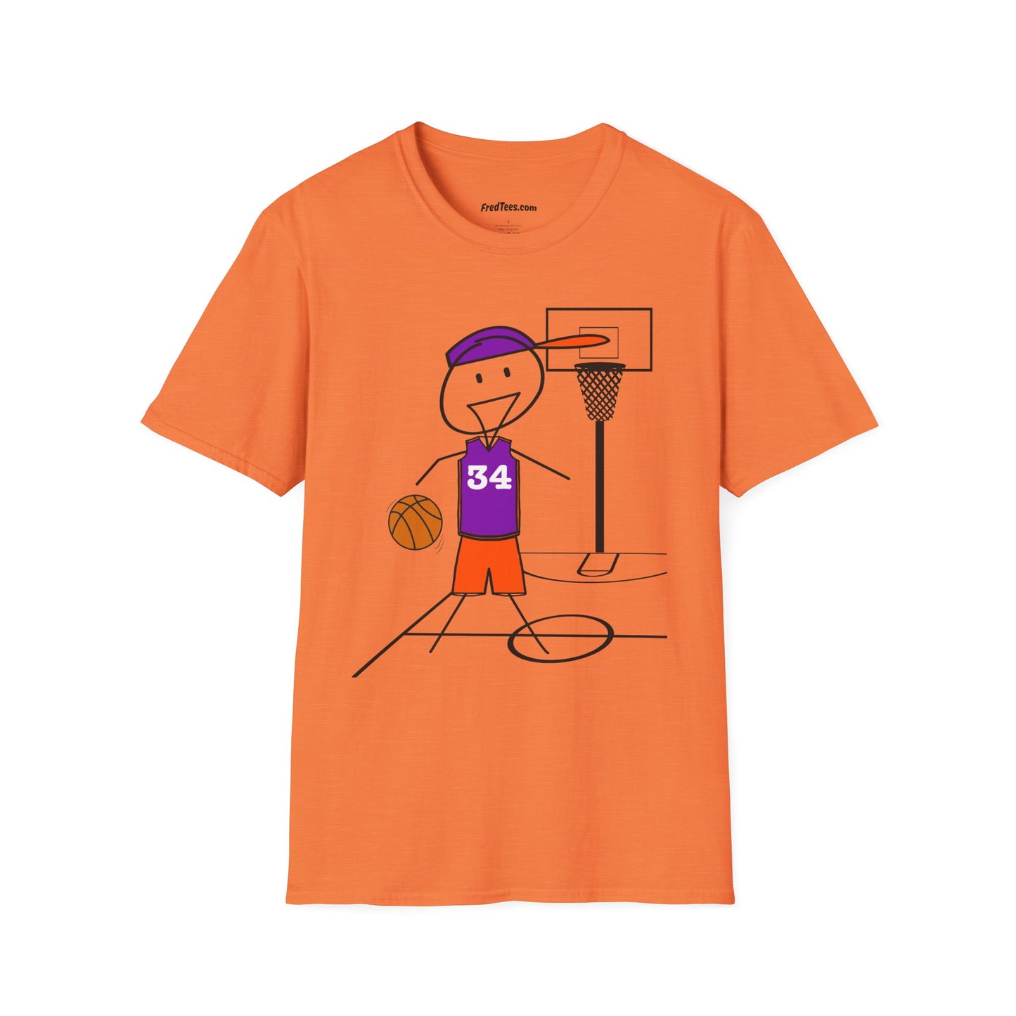 FRED is ready for the court! His forever motto - HAVE FUN, PLAY HARD, DON’T QUIT! Purple & Orange