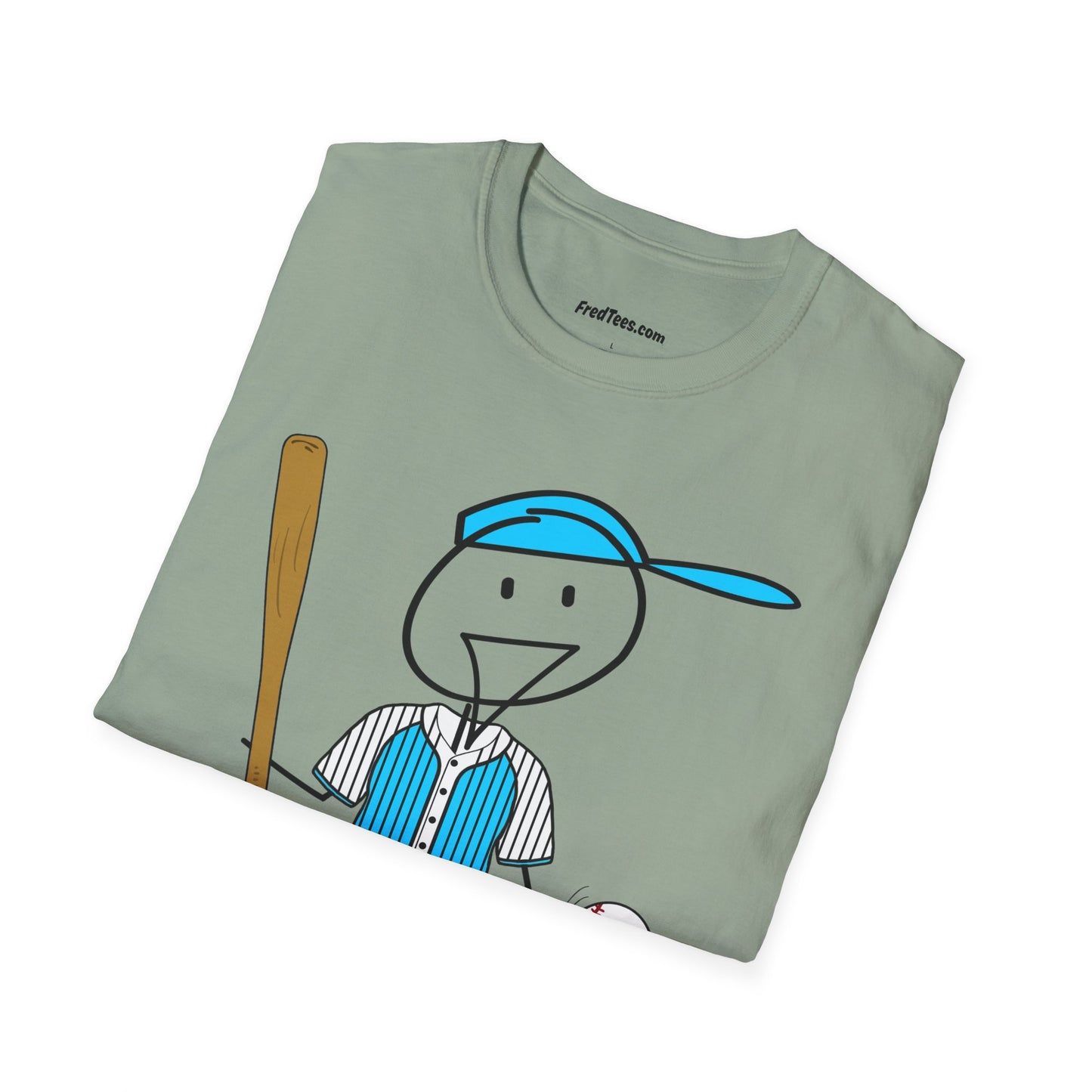 FRED is ready to PLAY BALL! His forever motto - HAVE FUN, PLAY HARD, DON’T QUIT! Sky Blue & Black Pinstripe