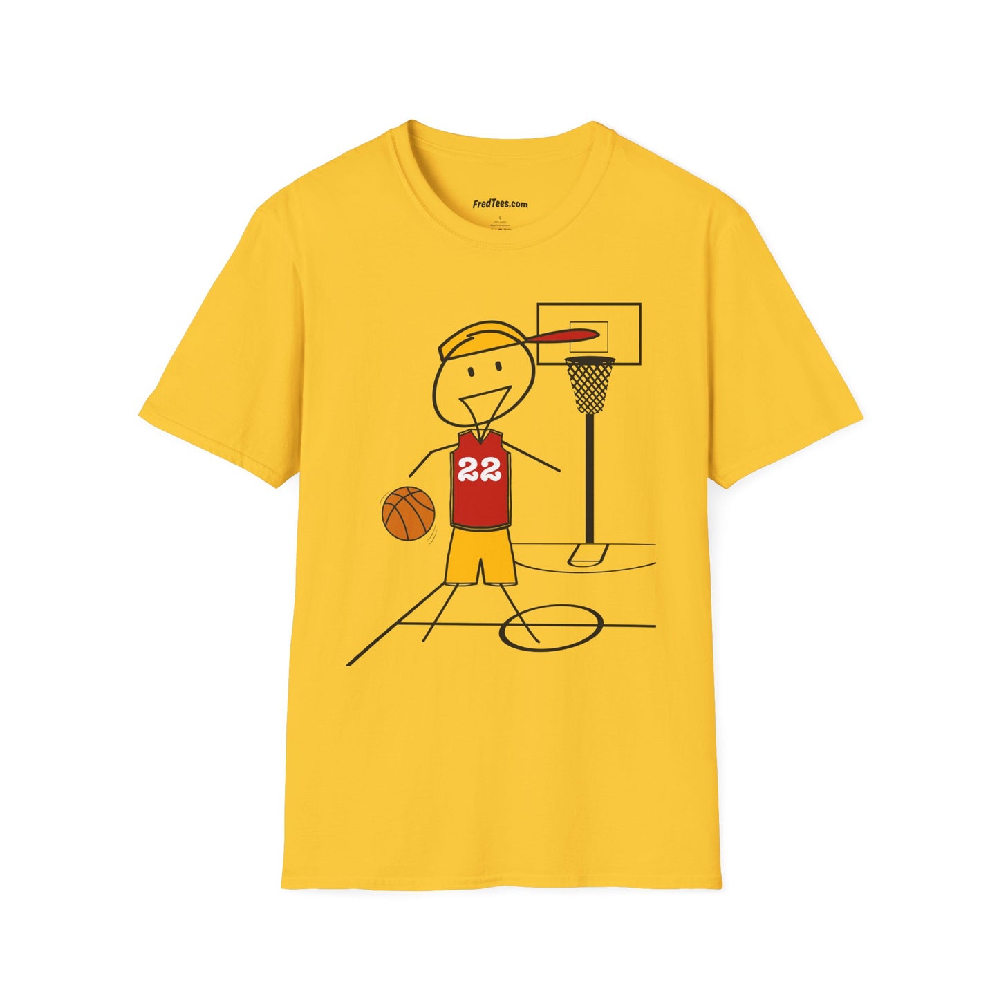 FRED is ready for the court! His forever motto - HAVE FUN, PLAY HARD, DON’T QUIT! Red & Yellow