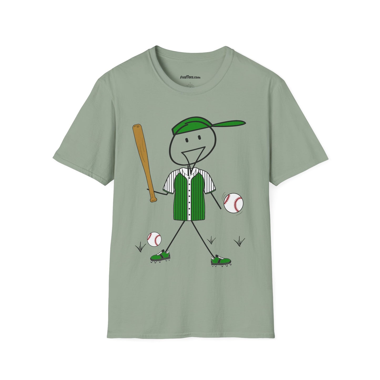 FRED is ready to PLAY BALL! His forever motto - HAVE FUN, PLAY HARD, DON’T QUIT! Green Pinstripe