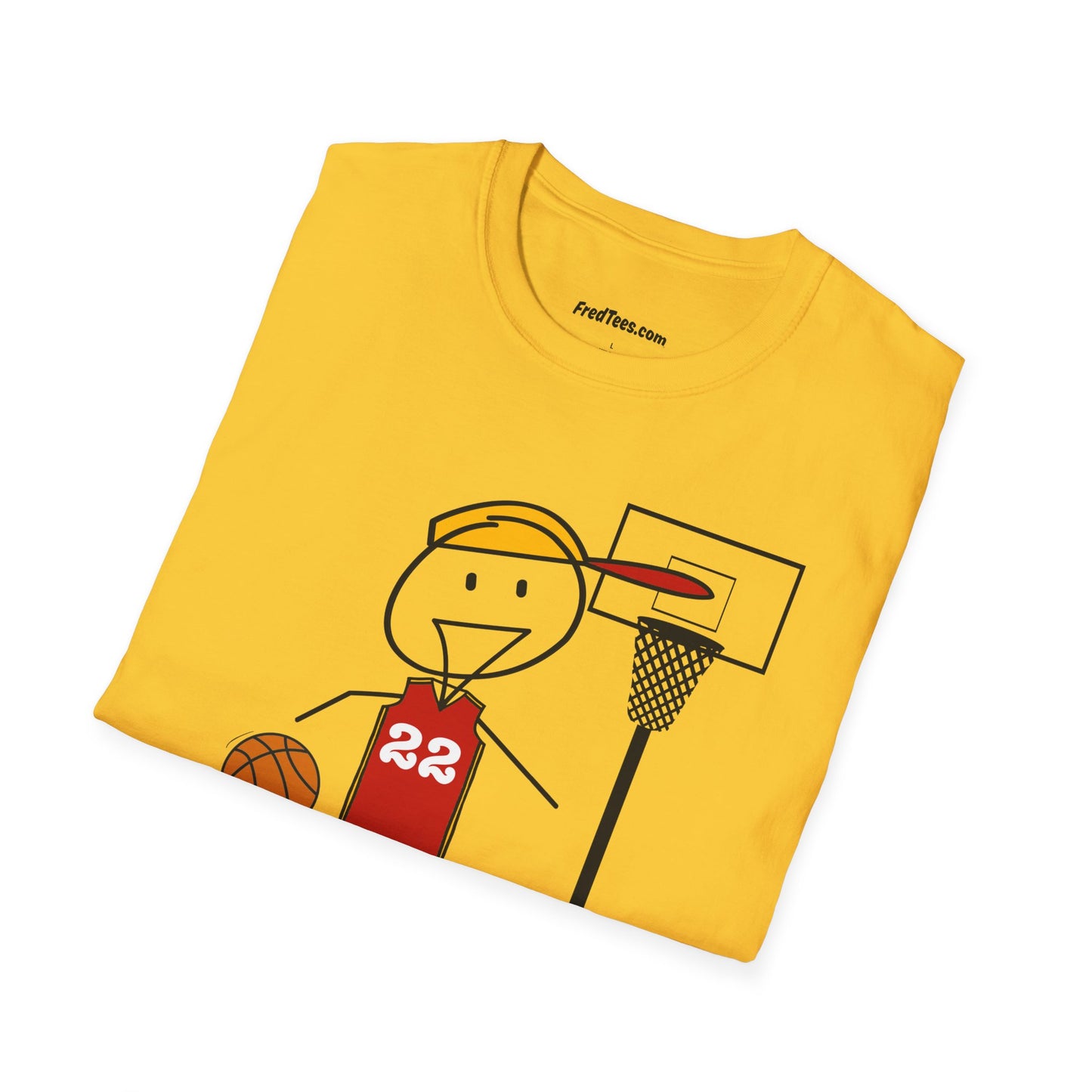 FRED is ready for the court! His forever motto - HAVE FUN, PLAY HARD, DON’T QUIT! Red & Yellow