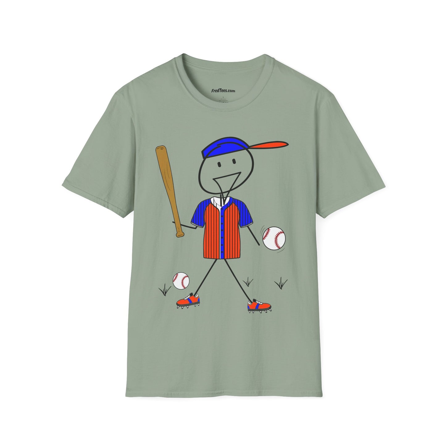 FRED is ready to PLAY BALL! His forever motto - HAVE FUN, PLAY HARD, DON’T QUIT! Orange & Royal Pinstripe