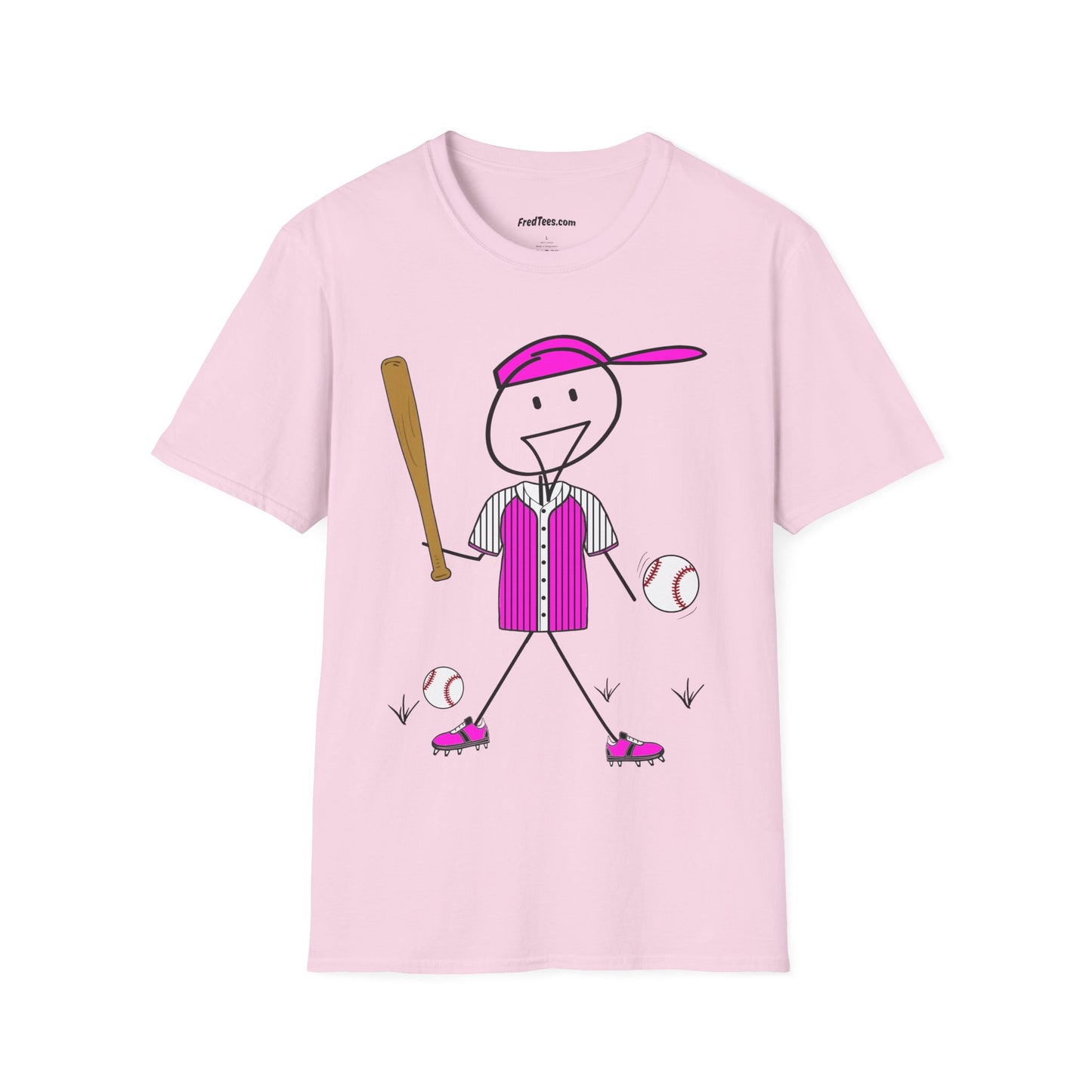 FRED is ready to PLAY BALL! His forever motto - HAVE FUN, PLAY HARD, DON’T QUIT! Hot Pink Pinstripe